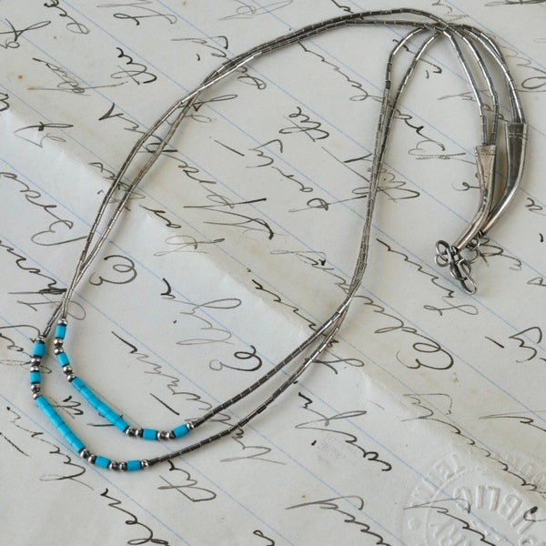 Multistrang Halskette, Doppelstrang Halskette, zierliche zarte Halsketten-Set, Navaho Türkis Halskette, Dezember Geburtsstein