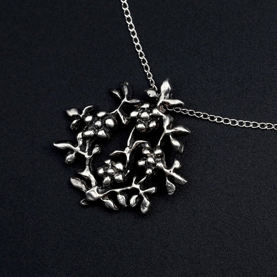 Vintage Sterling Silver Flower Necklace • Delicate Whimsical Jewelry Gift for Her