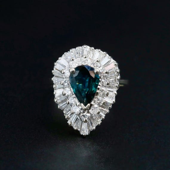 18K Gold Tourmaline & Diamond Ballerina Ring • Vintage Statement Cocktail Ring • Size 6-3/4