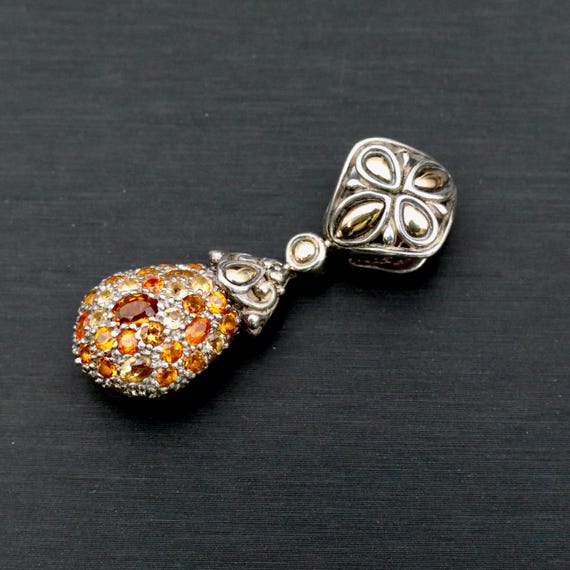 Citrine Pendant • 18K Gold & Sterling Silver John Hardy Statement Jewelry • November Birthstone