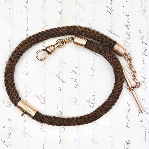 Antique Mourning Hair Work Pocket Watch Chain • Victorian Memento Mori Jewelry