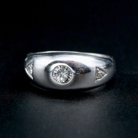 Diamond Wedding Band • Solid Gold Birthstone Ring • Vintage Anniversary Jewelry for Women • Size 5-3/4