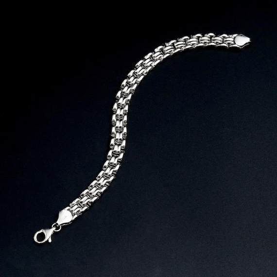 Vintage sterling silver link bracelet • Italian 925 solid chain • Chunky silver stacking bracelet