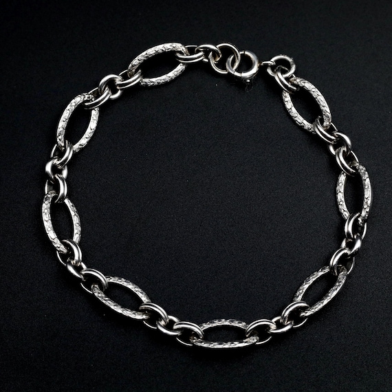 Art Deco Bracelet • Vintage Sterling Silver Link Bracelet • Orange Blossom Floral Jewelry