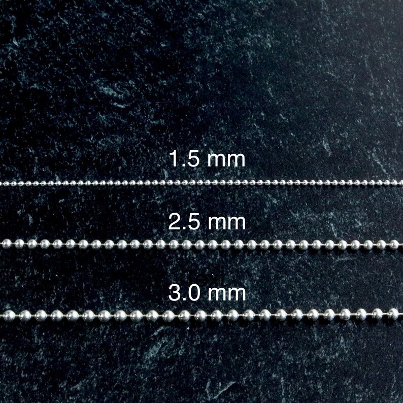 Sterling Silver Ball Chain Necklace, 2.5mm Silver Ball Necklace, Silver