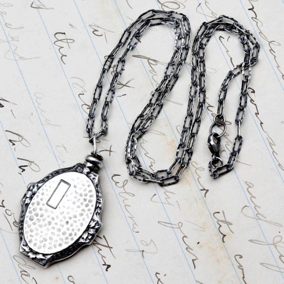 Victorian Chatelaine Perfume Bottle • Sterling Silver Gothic Castlecore Necklace