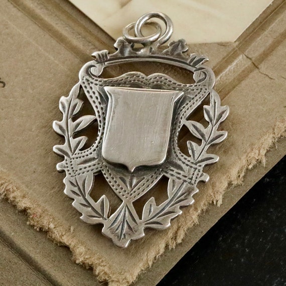Antique Silver Watch Fob Pendant • Dark Academia Sterling Jewelry • Gothic Castlecore Necklace