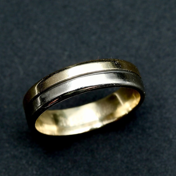 Vintage Mens Gold Wedding Band • 14k Mixed Metal Ring • Size 10