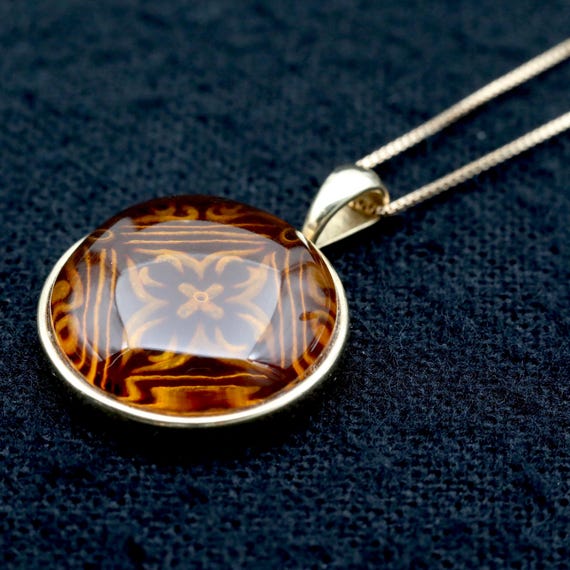 14k Solid Gold Amber Pendant Necklace • Vintage Gold Chain • Fine Estate Jewelry