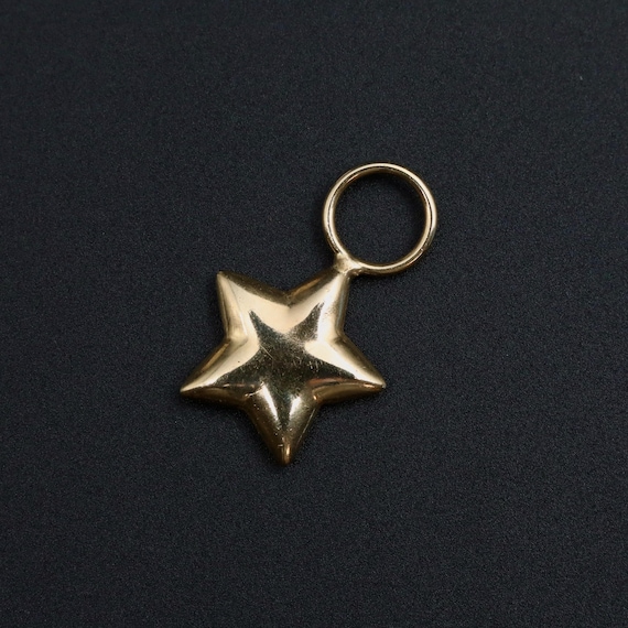 14k Gold Star Charm Pendant  • Vintage Celestial Jewelry • Small Gold Charm for Necklaces or Hoops
