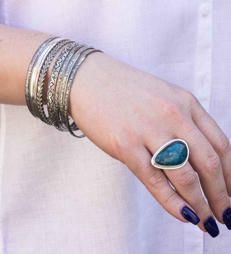 Flower Bangle Bracelet Sterling Silver Bangle Bracelet Boho Etsy