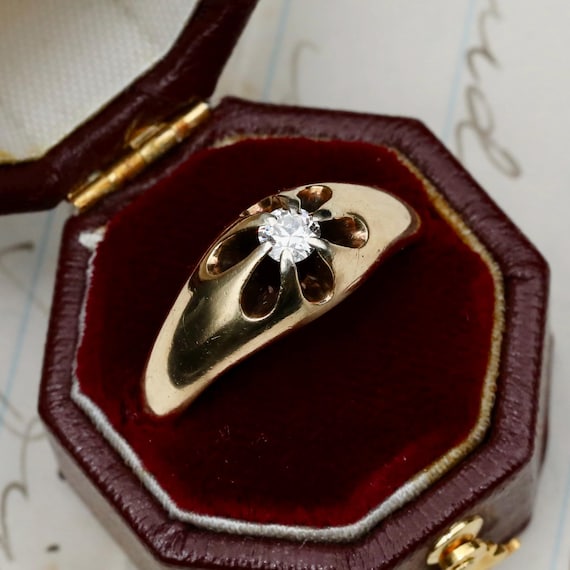 Antique Victorian Diamond Ring • 14k Gold Mens Wedding Ring • Fine Estate Jewelry