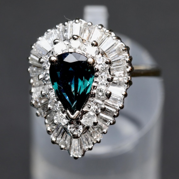 18K Tourmaline & Diamond Ballerina Ring, Vintage Statement Cocktail Ring