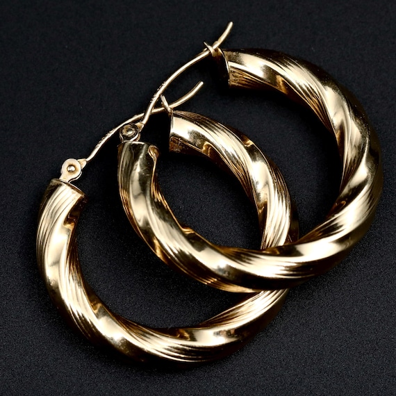 Vintage 14k Gold Hoop Earrings • Real Solid Gold Hoops • Classic Minimalist Earrings