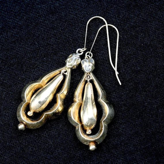 Antique 14K Gold Teardrop Earrings • Real Gold Drop Earrings • Estate Jewelry