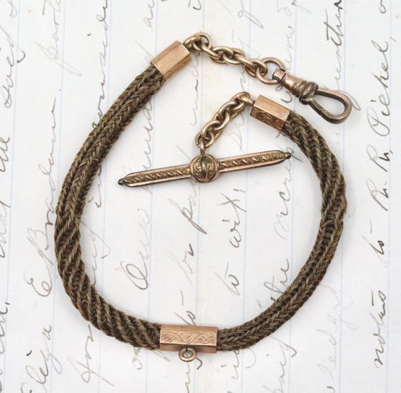 Victorian Mourning Hair Work Pocket Watch Chain • Antique Memento Mori Jewelry