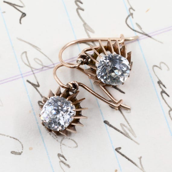 14k Gold Antique Dangle Earrings, Unique French Antique Bridal Wedding Earrings, Estate Fine Jewelry Anniversary Gift