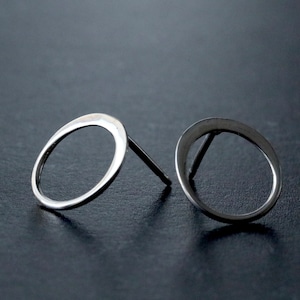 Small Silver Open Circle Stud Earrings, Dainty Delicate Modern Geometric Earrings, Tiny Stud Minimalist Post Earrings Jewelry