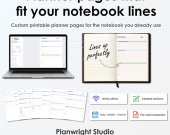 Custom Planner Page Maker – Fits Notebook Lines, Daily, Weekly, Teacher (Digital Tool)