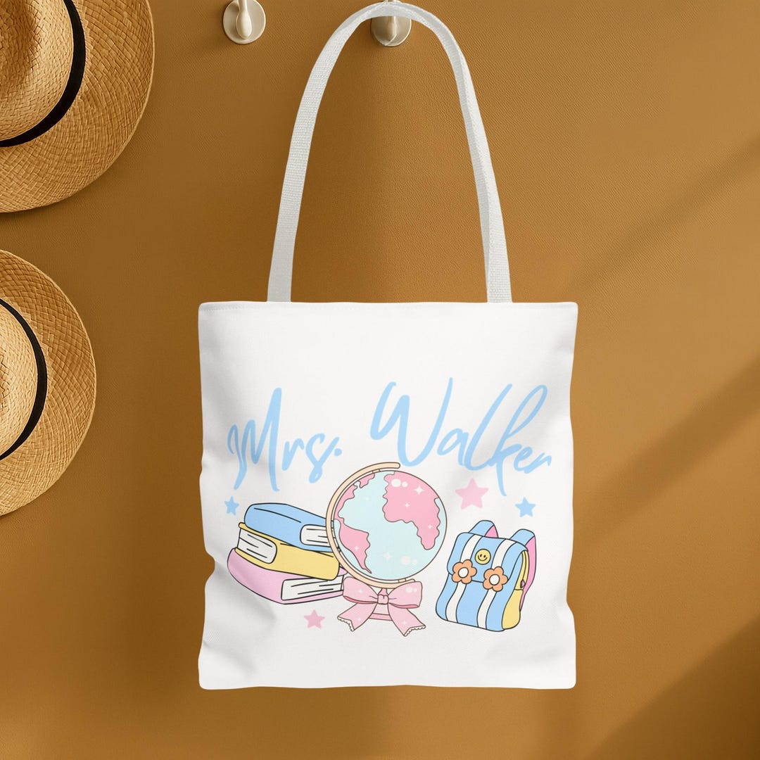 Personalized Teacher Tote Bag, Custom Name Teacher Gift, Back to School ...