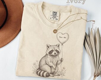 Comfort Colors Cute Raccoon Love Shirt, You + Me Animal Tee, Subtle Valentine Graphic, Cozy Romantic Gift