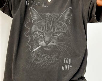 Maglietta divertente, maglietta con gatto divertente, maglietta con meme di gatti, maglietta vintage con gatto, maglietta Comfort Colors, maglietta autunnale, maglietta per la stagione accogliente