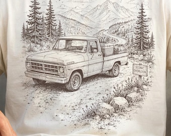 T-shirt med vintagemotiv för lastbilschaufförer, roadtrip-tröja, offroad-tröja, gåva för bergsäventyr, utomhusäventyr