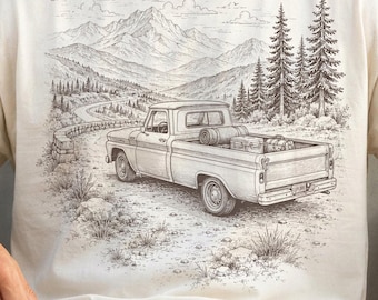 Trucker T-Shirt Road Trip Shirt Vintage Truck Tee Car Lover Shirt Off Road Shirt Mountain Truck Gift