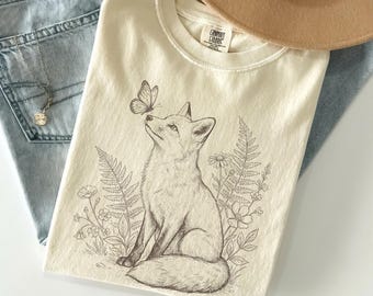 Comfort Colors Fox Shirt, Soft Calm Aesthetic Tee, Quiet Nature Animal T Shirt