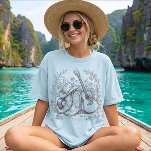Countrymusik-T-shirt, western-outfit-T-shirt, konsertkväll-T-shirt, cowboystöveltopp, resa till Nashville-present bild 13