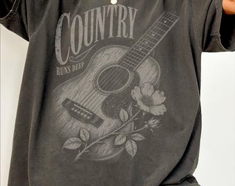 Maglietta di musica country, maglietta con chitarra, maglietta western, maglietta Comfort Colors, maglietta Cottagecore, maglietta western vintage, maglietta grafica, maglietta autunnale, maglietta estiva