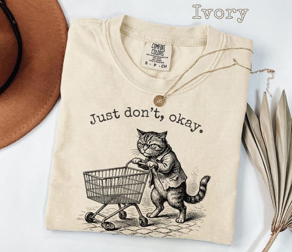 Comfort Colors Cat Shirt Funny Introvert Tee, Grumpy Cat Humor Shirt, Cute Grocery Cat Graphic, Sarcastic Gift Tee