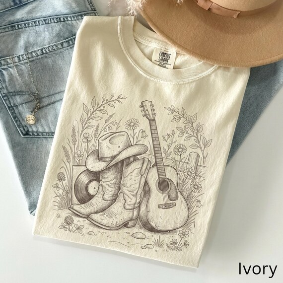 Country Music T-Shirt, Western Outfit Tee, Concert Night Shirt, Cowboy Boots Top, Nashville Trip Gift
