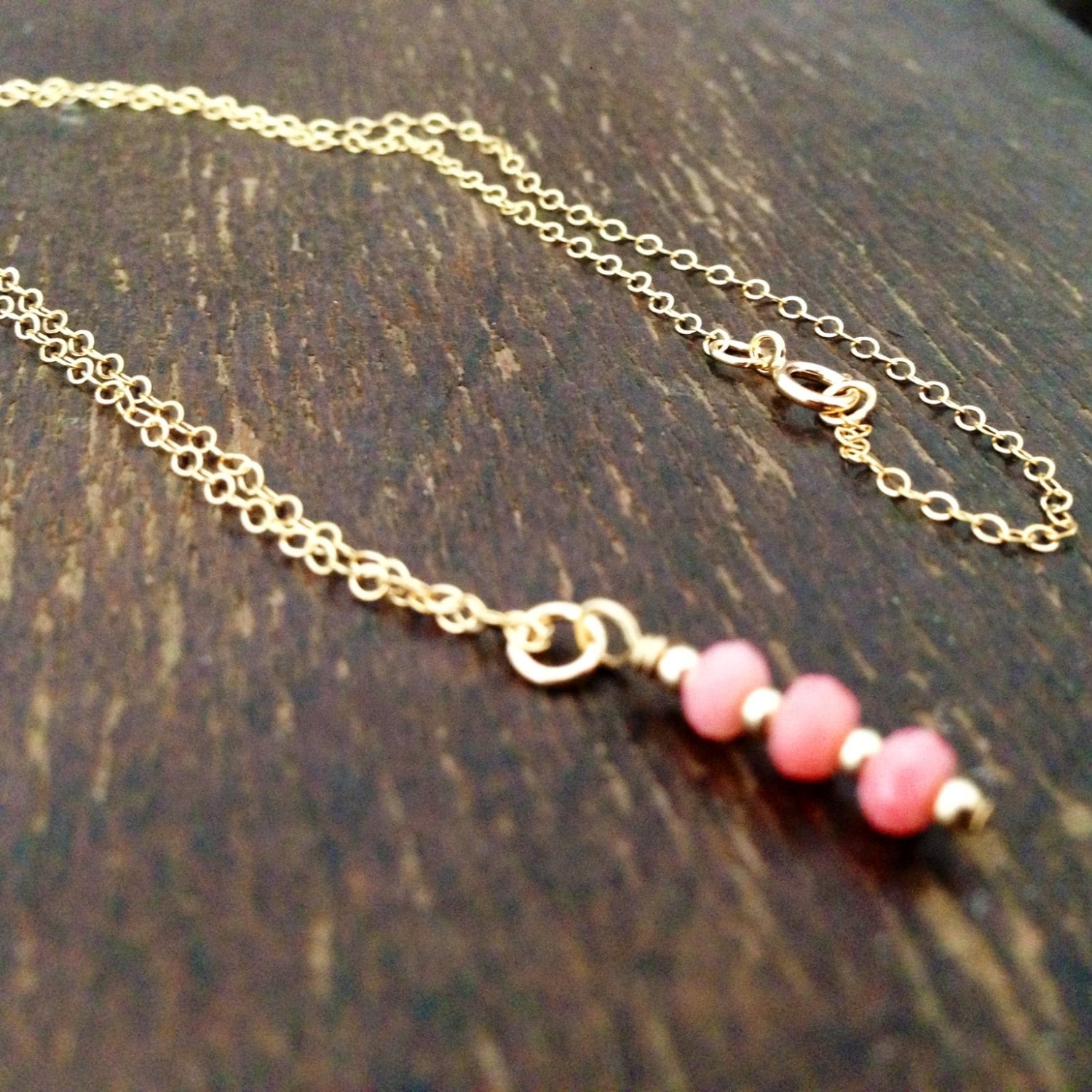 Pink Coral Necklace Gold Chain Jewelry Pendant Jewellery Etsy