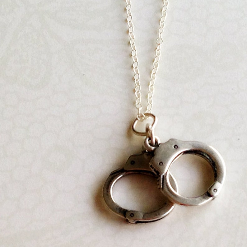 Handcuff Necklace Sterling Silver Jewelry Charm Jewellery Etsy