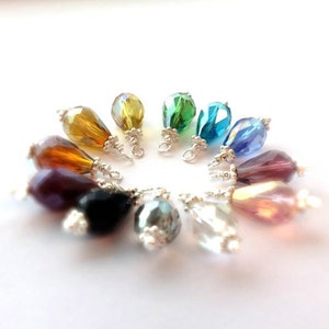 Crystal Necklace Bridesmaid Jewelry Birthstone Jewellery Sterling Silver Bridal Wedding Color Option Teardrop