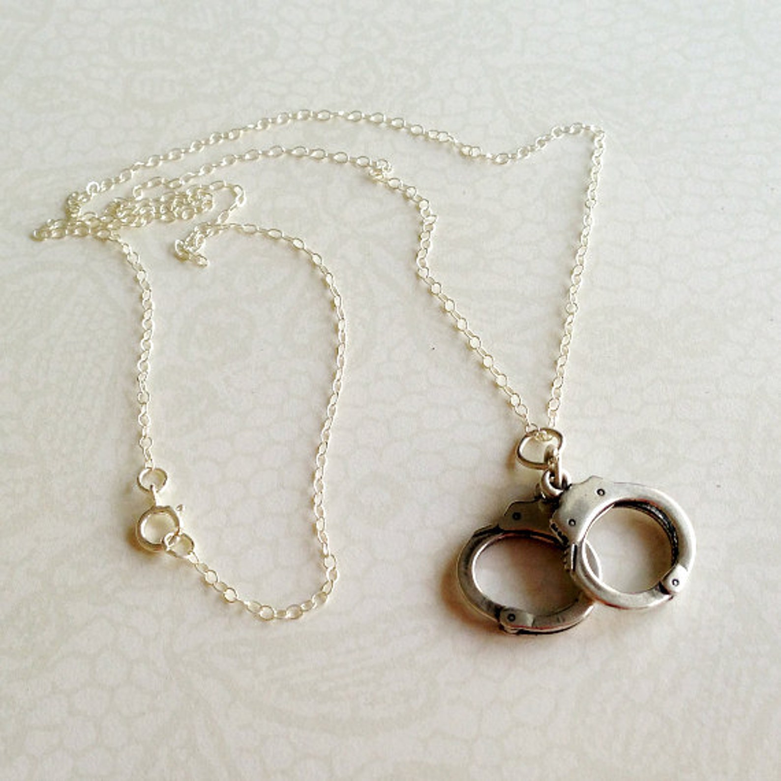 Handcuff Necklace Sterling Silver Jewelry Charm Jewellery Etsy