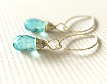 Blue Earrings - Quartz Gemstone Jewelry - Sterling Silver Jewellery - Luxe - Chic