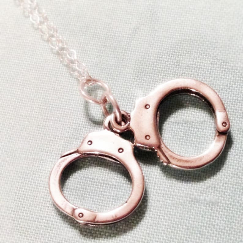 Handcuff Necklace Sterling Silver Jewelry Charm Jewellery Etsy
