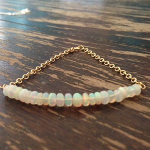 Opal Bracelet October Birthstone Gold Chain Jewellery Ethiopian Opal Jewelry Iridescent Beaded Handmade Gift Carmal Luxe image 5