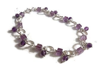 Amethyst Bracelet - Purple Jewelry - February Birthstone Jewellery - Sterling Silver - Gemstone