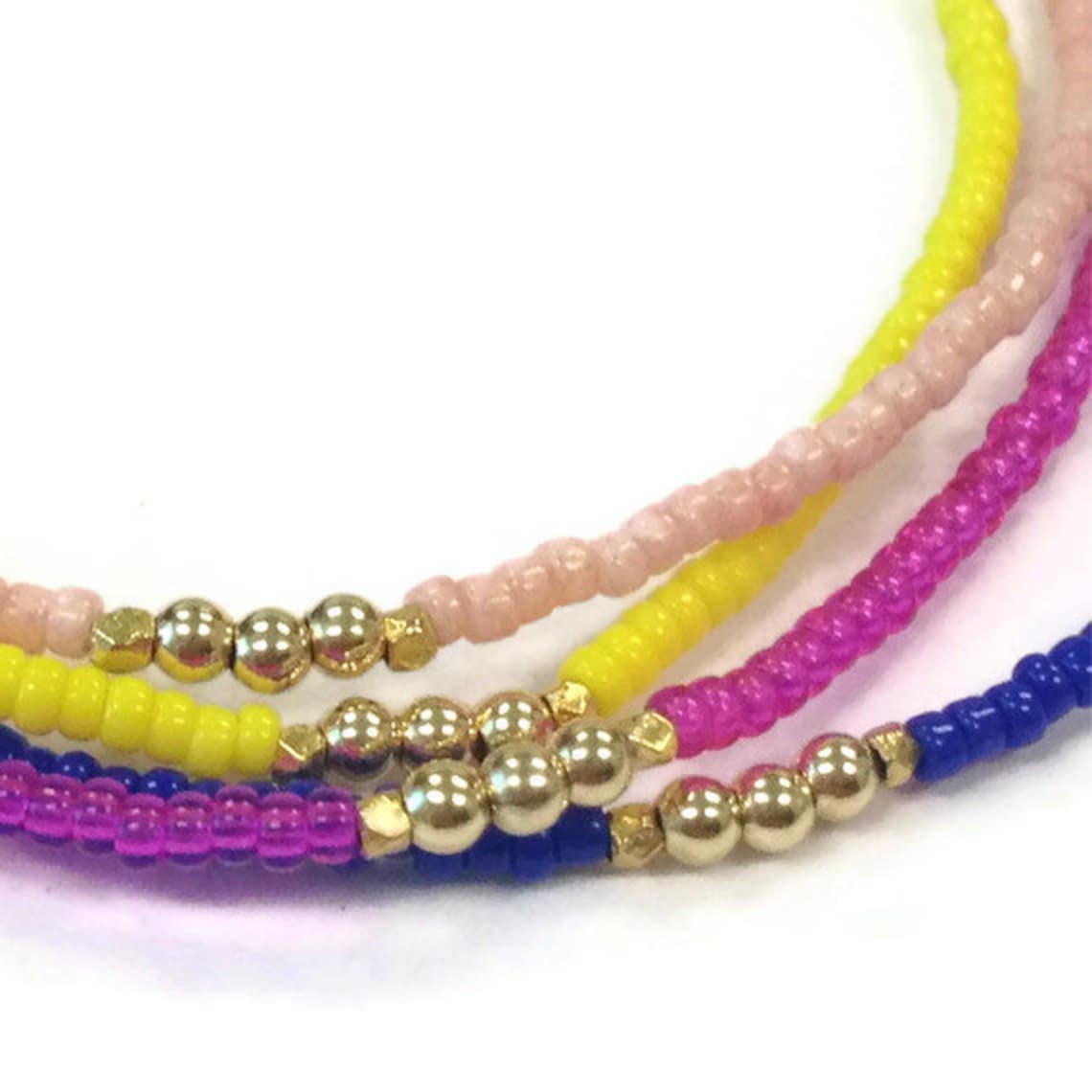 Light Pink Beaded Bracelet 24K Gold Vermeil Jewelry Thin Etsy