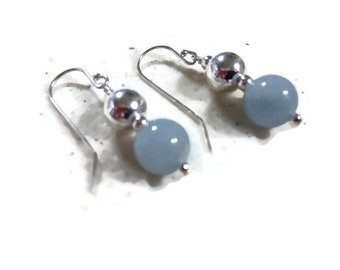 Aquamarine Earrings - March Birthstone Jewellery - Sterling Silver Jewelry - Blue Gemstone - Unique - Dangle ER-122