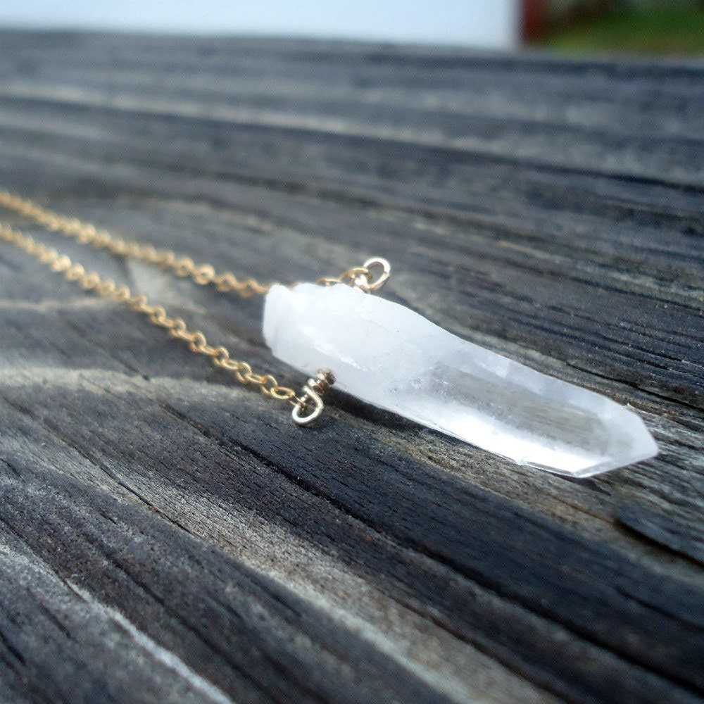 Crystal Necklace - Clear Quartz Necklace -14K Gold Filled