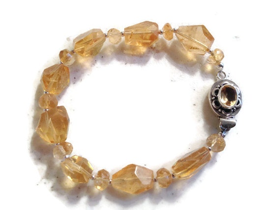 Citrine Bracelet Yellow Jewelry Sterling Silver Jewellery