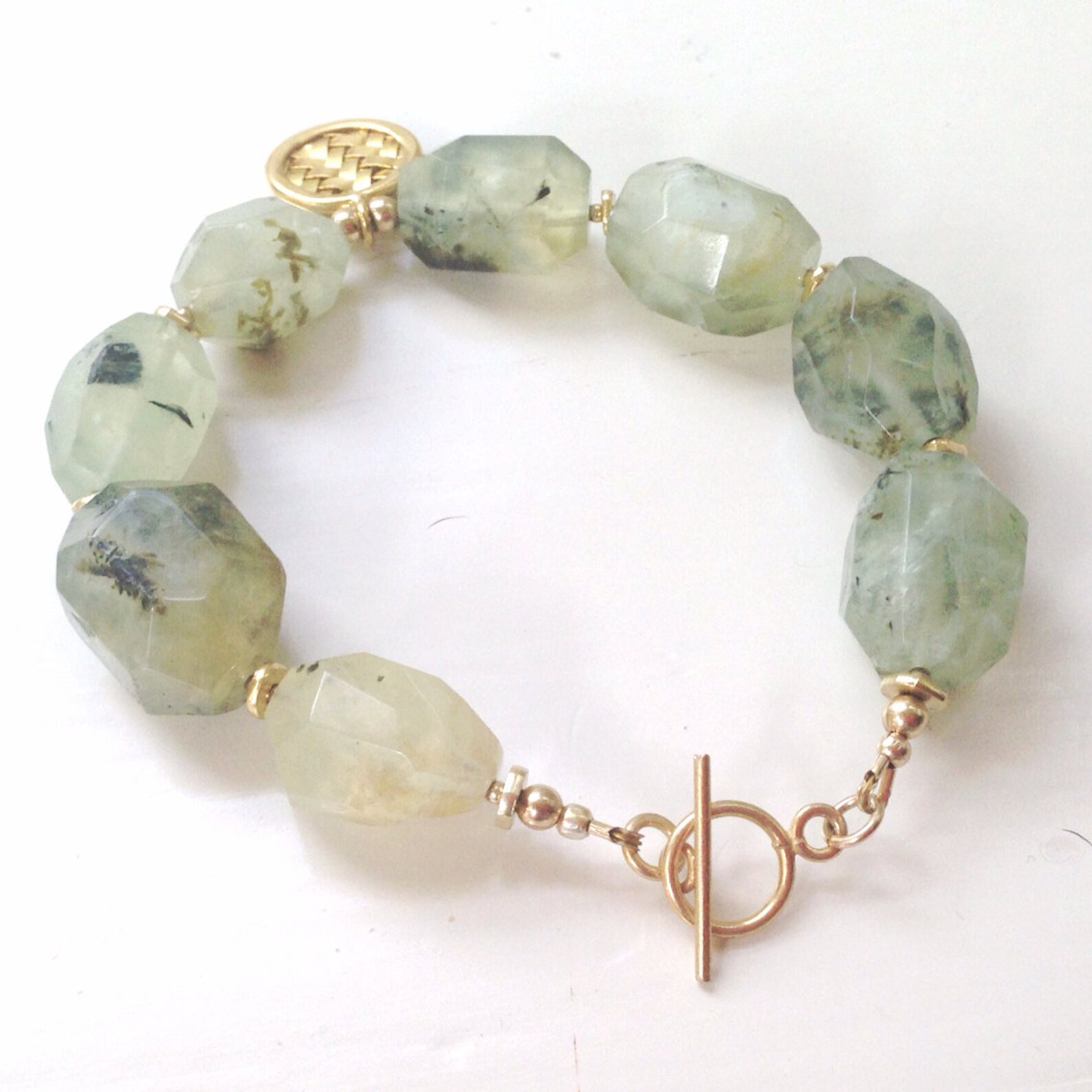 Bracelet En Prehnite Grade A - Boules De 4 Mm - Coco Papaya Neuf Avec étiquettes