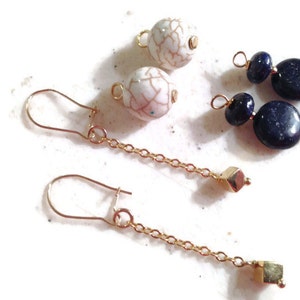 Gold Earrings Turquoise and Lapis Jewelry Changeable Gemstone Jewellery ...