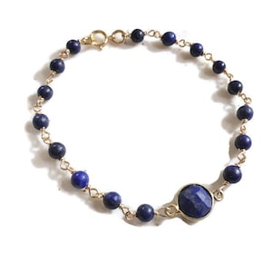 Lapis Bracelet - Navy Blue Bracelet - Gold Jewelry - Lapis Lazuli Gemstone Jewellery - Fashion