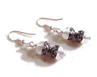 Crystal Earrings - Clear Jewelry - Sterling Silver Jewellery - Beaded - Fashion - Chic - Luxe