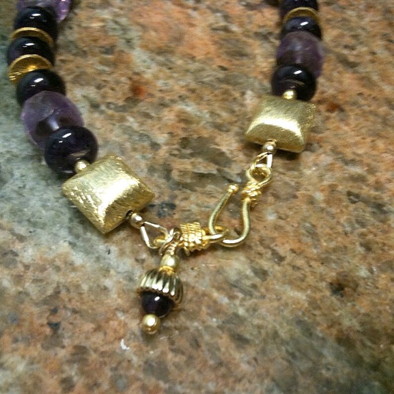 Amethyst Bracelet Purple February Birthstone Jewelry Yellow Gold Jewellery Fashion Modern Funky B-26 image 5